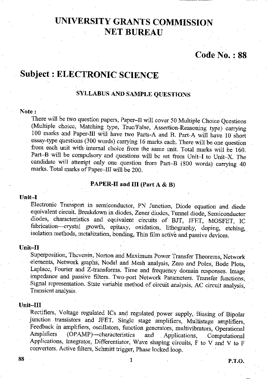 CBSE UGC NET Electronic Science Syllabus 2016 - Page 2