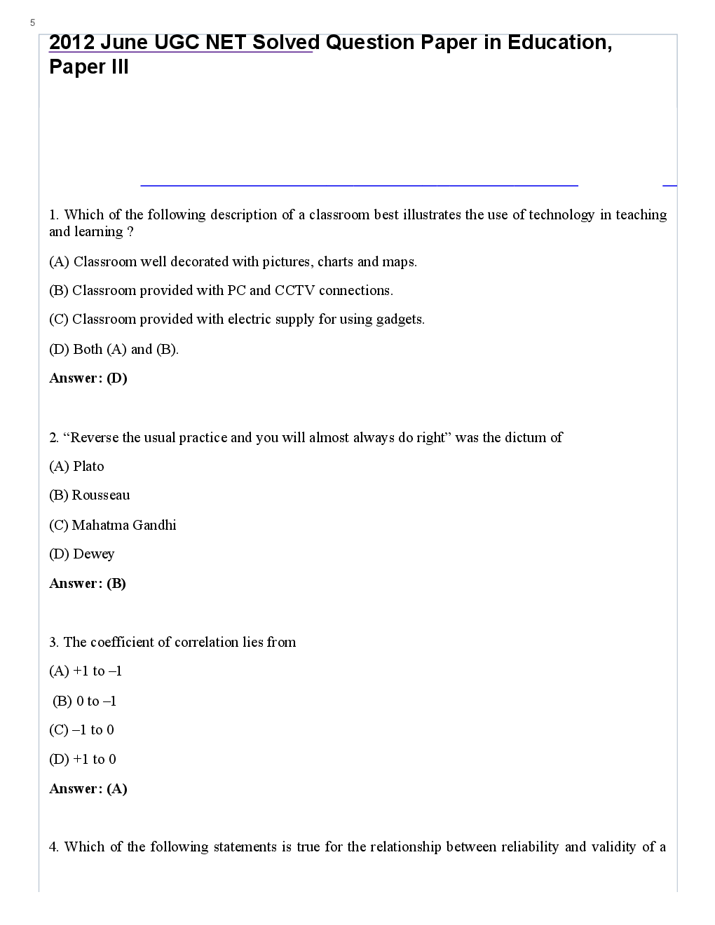 CBSE UGC NET Previous Year 2012-13 Solved Question Paper Education Paper-III(June-Dec) - Page 2