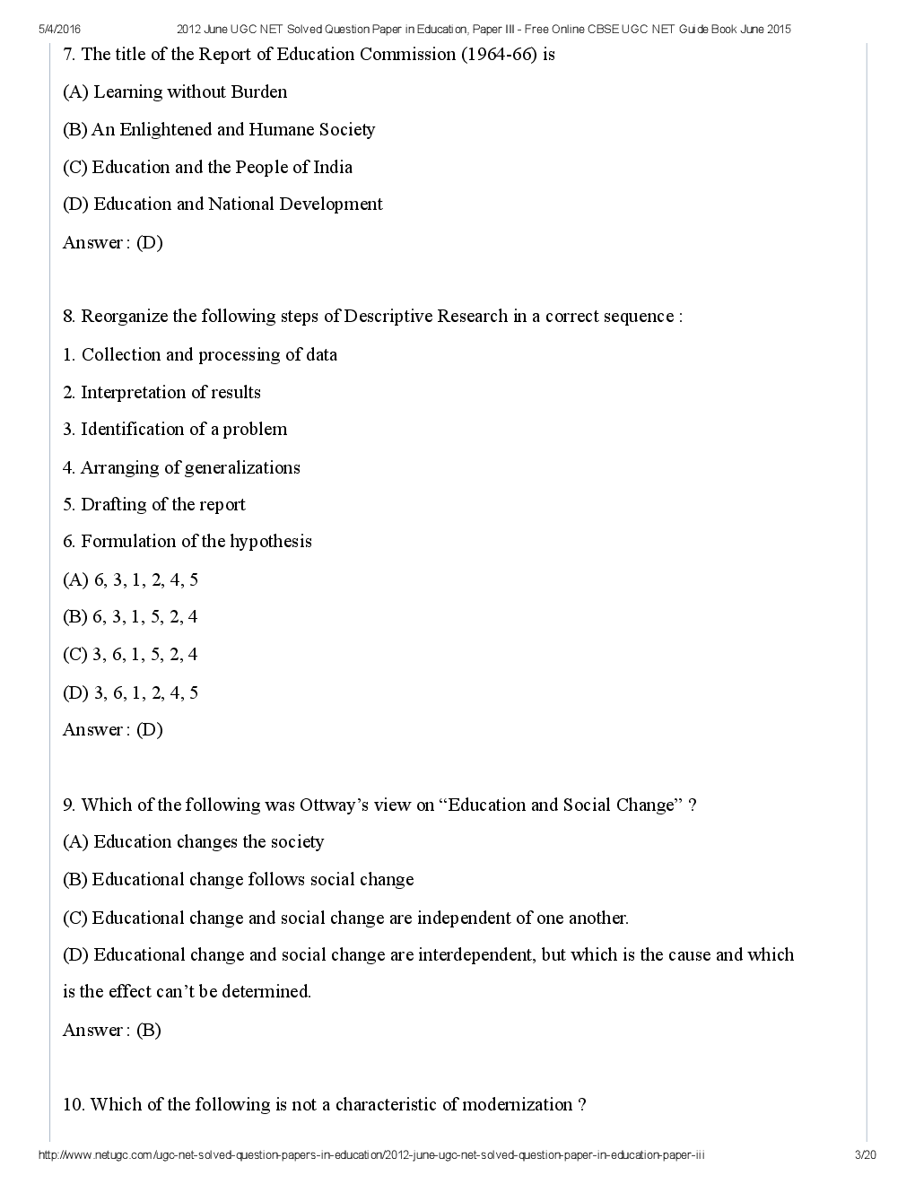 CBSE UGC NET Previous Year 2012-13 Solved Question Paper Education Paper-III(June-Dec) - Page 4
