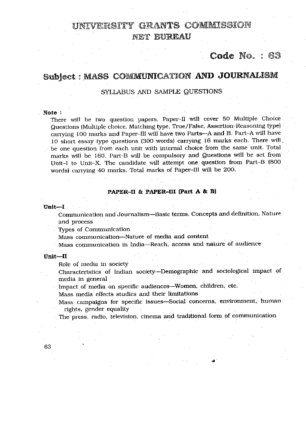 CBSE NET Mass Communication and Journalism Syllabus 2016 - Page 2