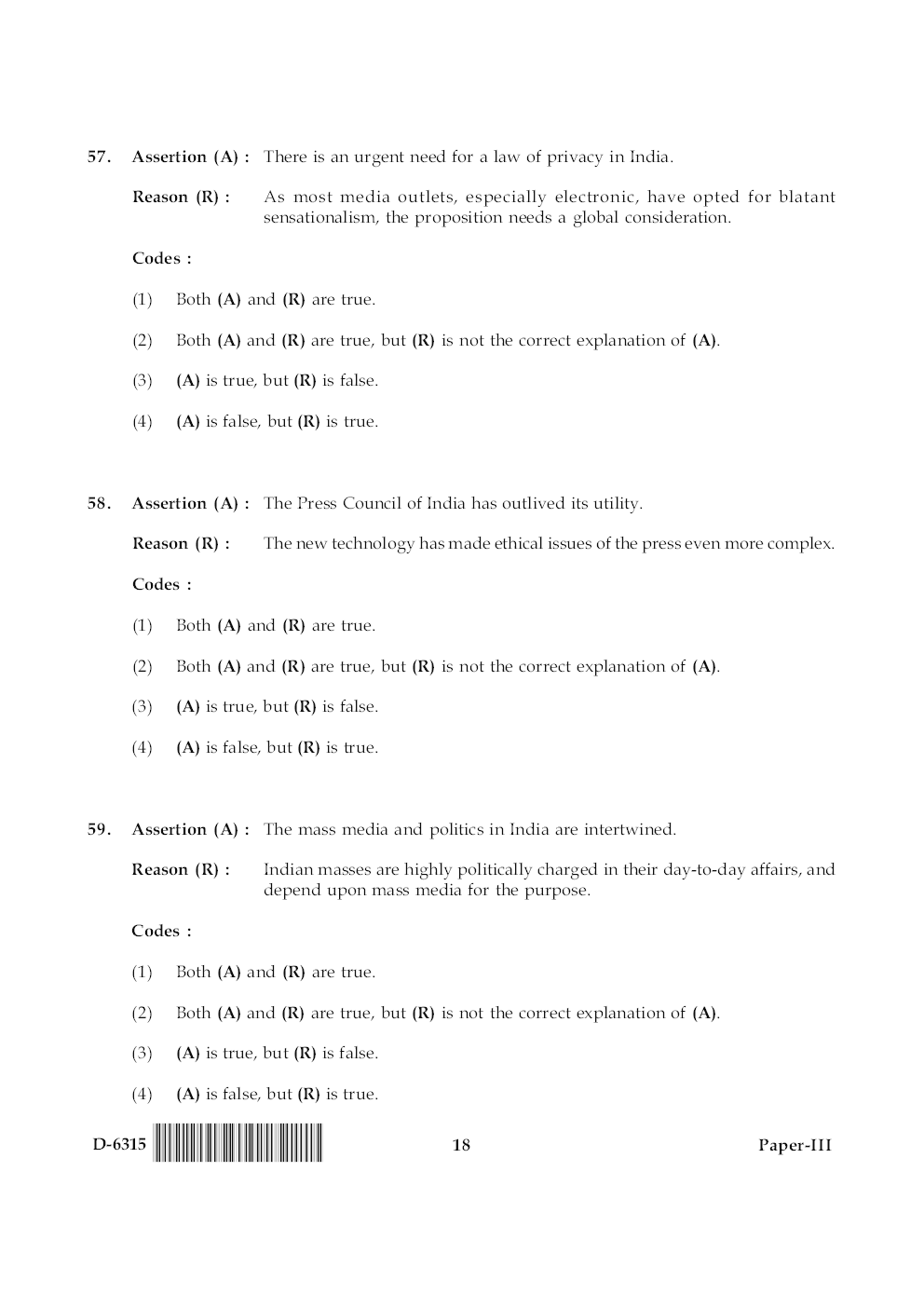 CBSE UGC NET Previous Year 2004-15 Unsolved Question Paper Mass Communication Paper-III(June-Dec) - Page 3