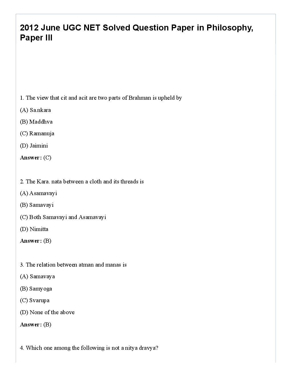 CBSE UGC NET Previous Year 2012-14 Solved Question Paper Philosophy Paper-III(June-Dec) - Page 2