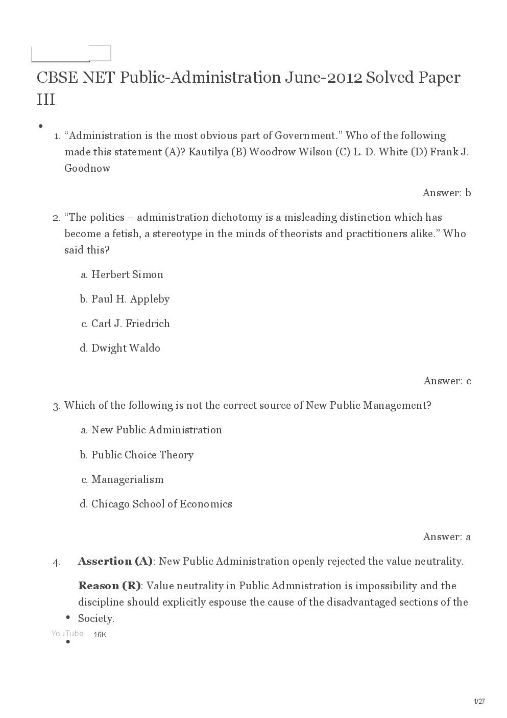CBSE UGC NET Previous Year 2012-13 Solved Question Public Administration Paper-III(June-Dec) - Page 2