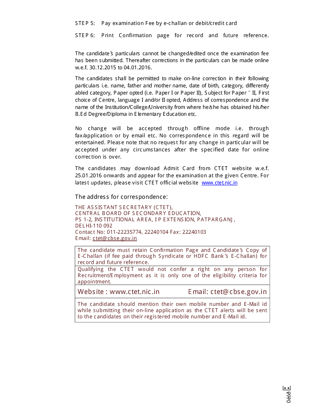 CTET Information Bulletin 2016 In English - Page 4