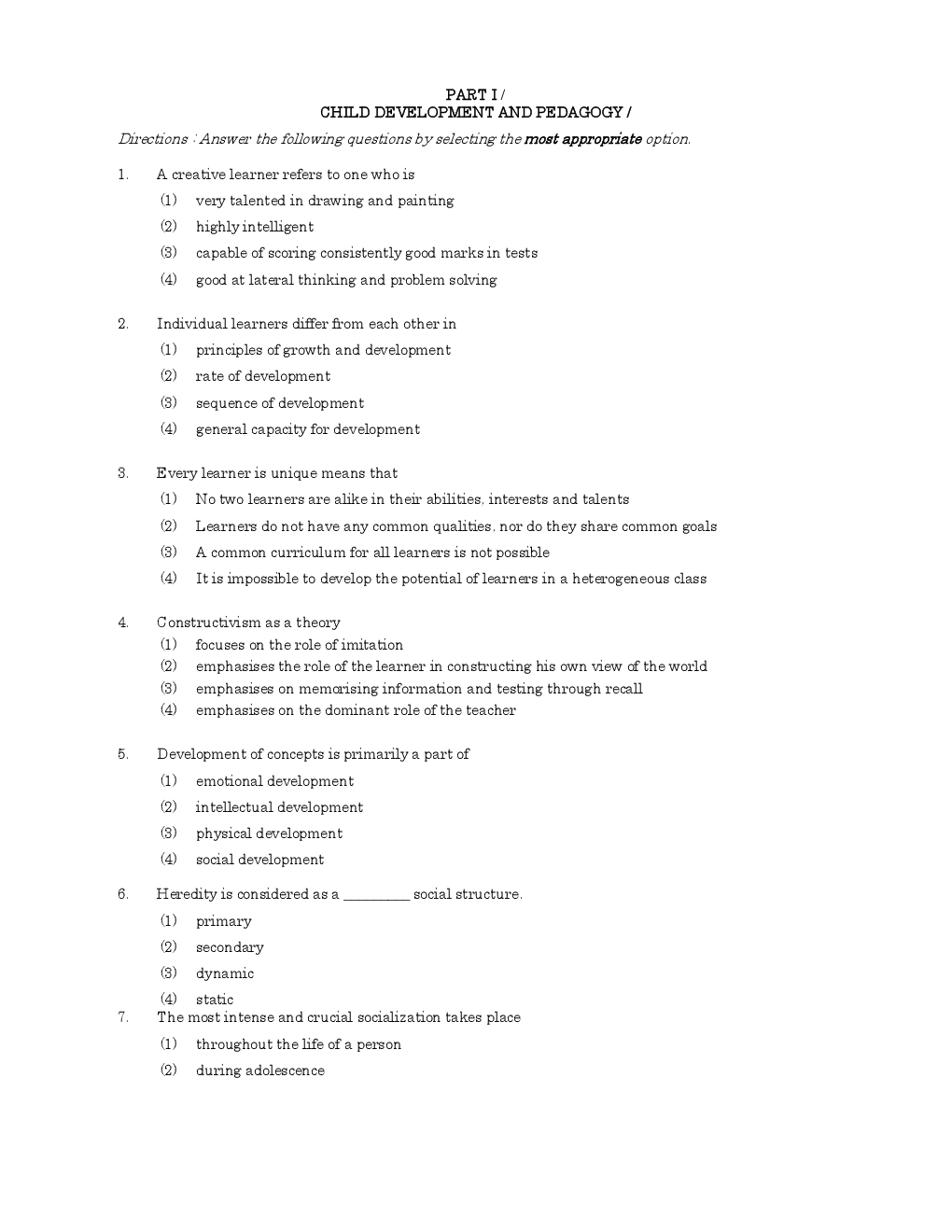 CTET Previous Year Unsolved Question Paper-II ( June 2011- Sep 15 ) - Page 2