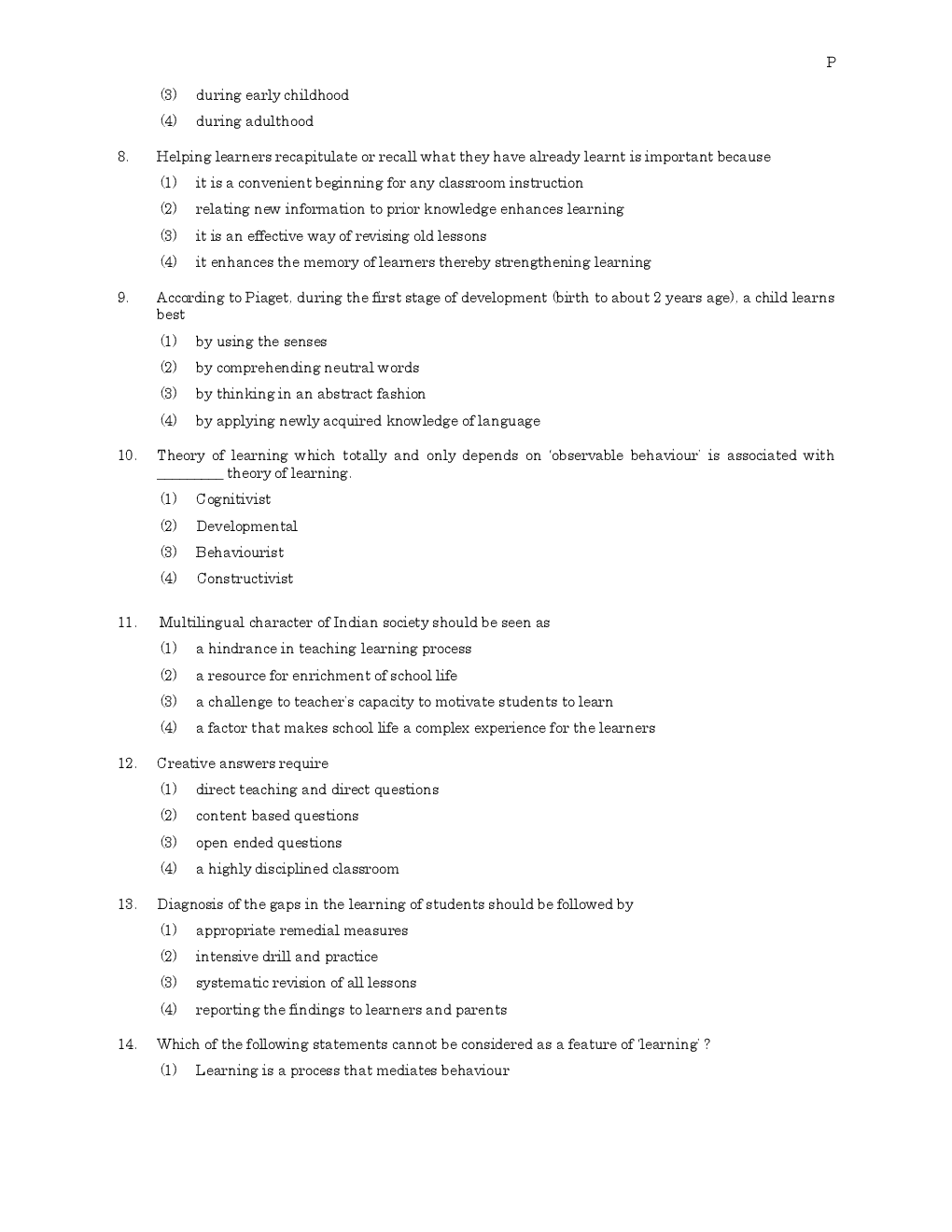 CTET Previous Year Unsolved Question Paper-II ( June 2011- Sep 15 ) - Page 3