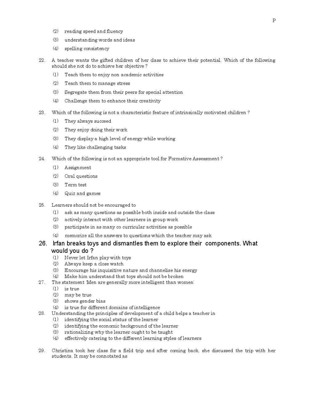 CTET Previous Year Unsolved Question Paper-II ( June 2011- Sep 15 ) - Page 5