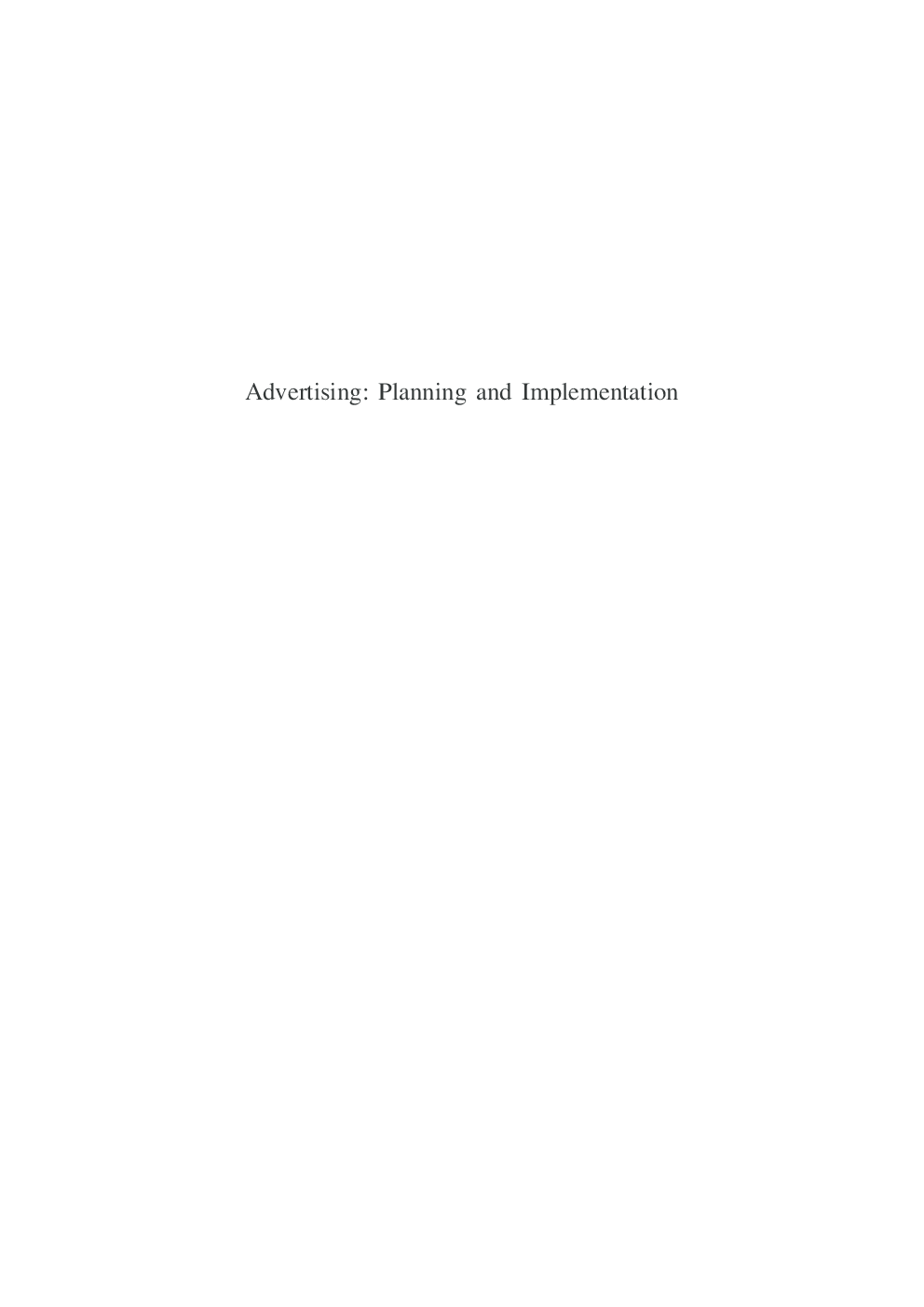 Advertising : Planning And Implementation - Page 2
