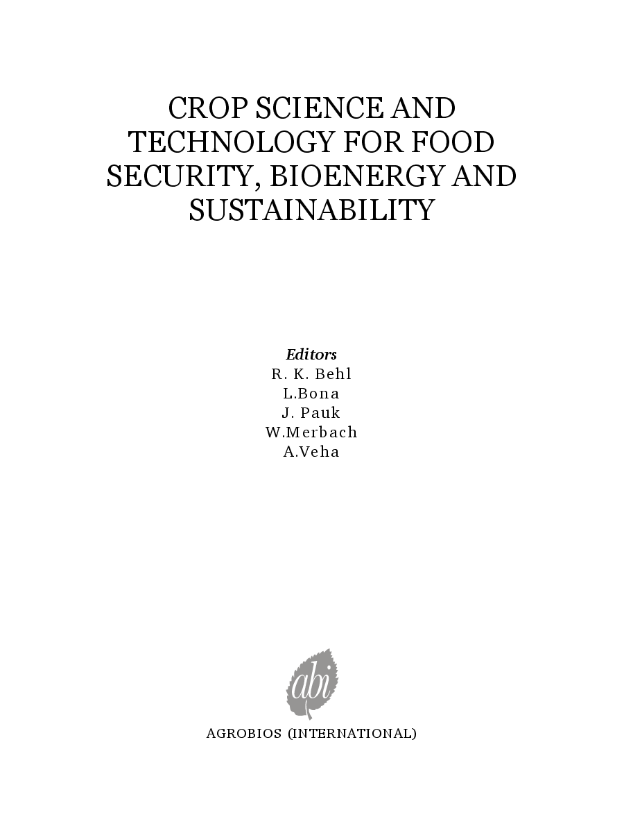 Crop Science and Technology for Food Security, Bioenergy and Sustainability - Page 4