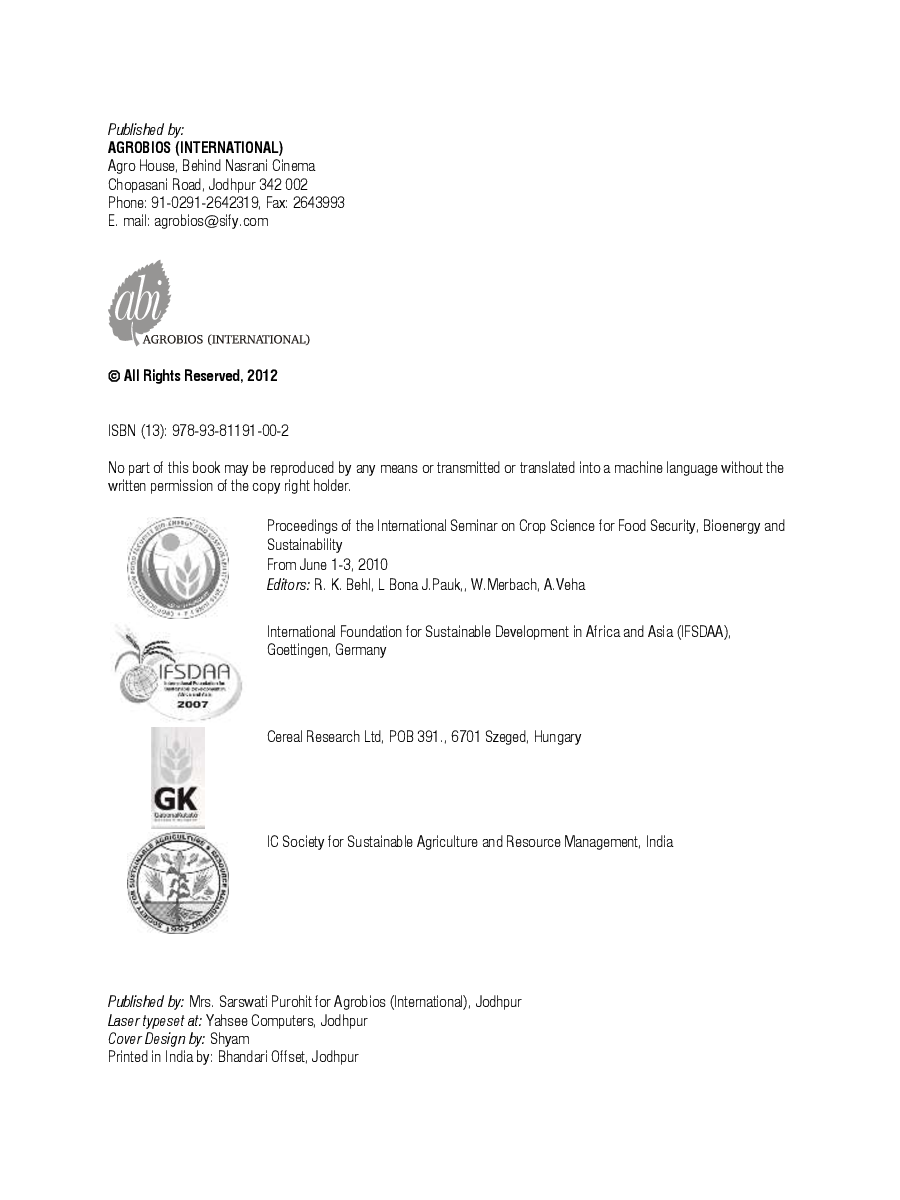 Crop Science and Technology for Food Security, Bioenergy and Sustainability - Page 5