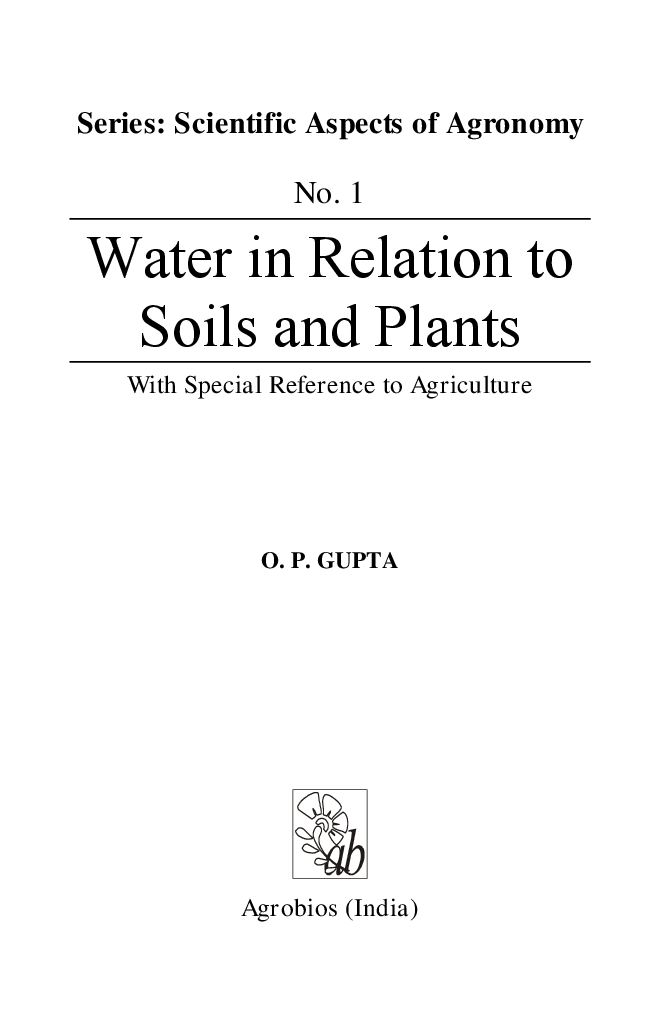 Water In Relation To Soils And Plants - Page 2