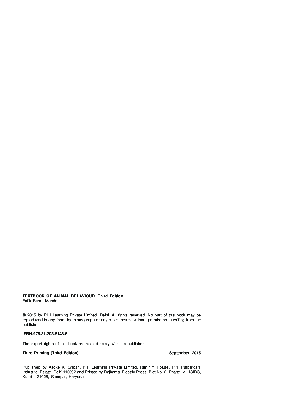 Textbook of Animal Behaviour - Page 3