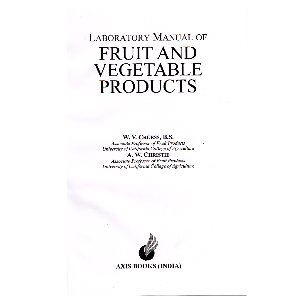 Download Laboratory Manual of Fruit and Vegetable Products PDF Online 2022