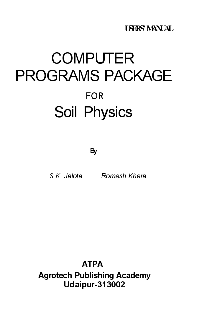 Computer Programs Package for Soil Physics - Page 2