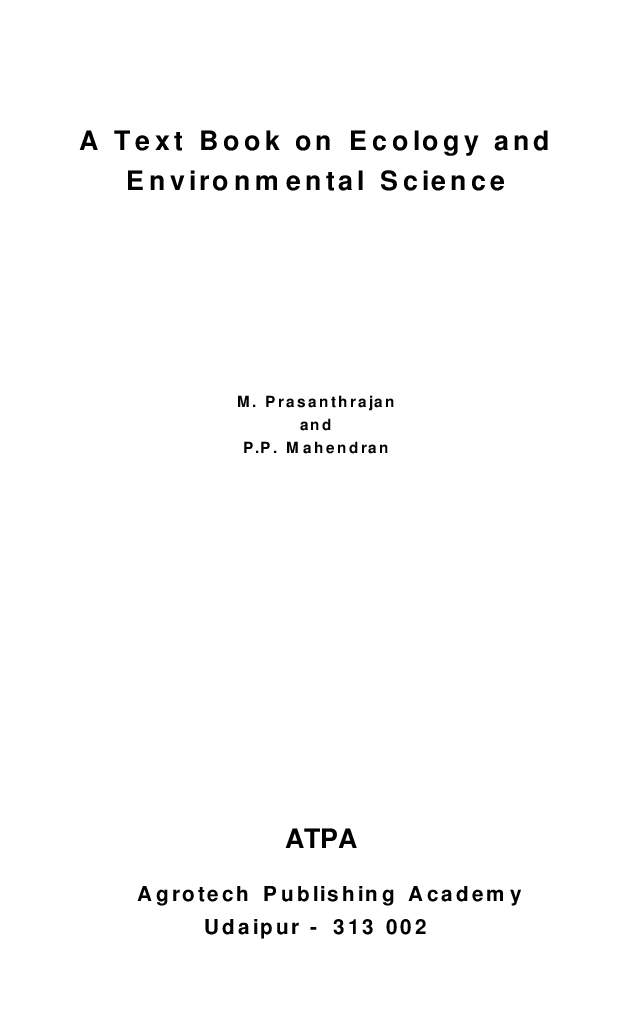 A Textbook on Ecology and Environmental Science - Page 2