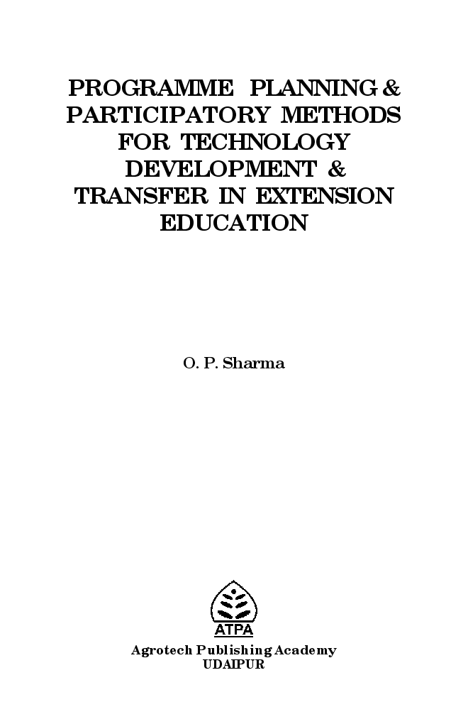 Programme Planning and Participatory Approaches in Extension - Page 2