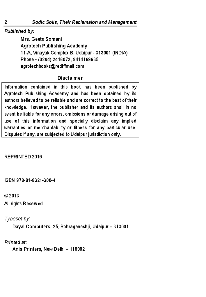 Sodic Soils- Their Reclamation and Management - Page 3