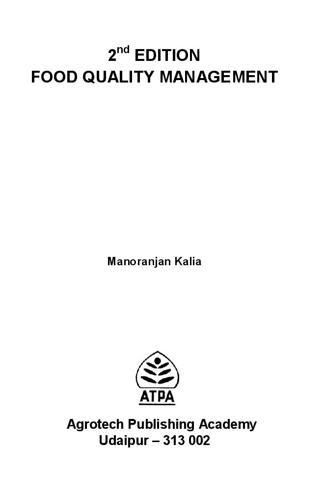 FOOD QUALITY MANAGEMENT 2nd Edition - Page 2