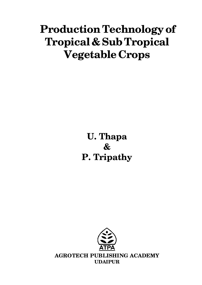 Production Technology of Tropical & Subtropical Vegetable Crops - Page 2