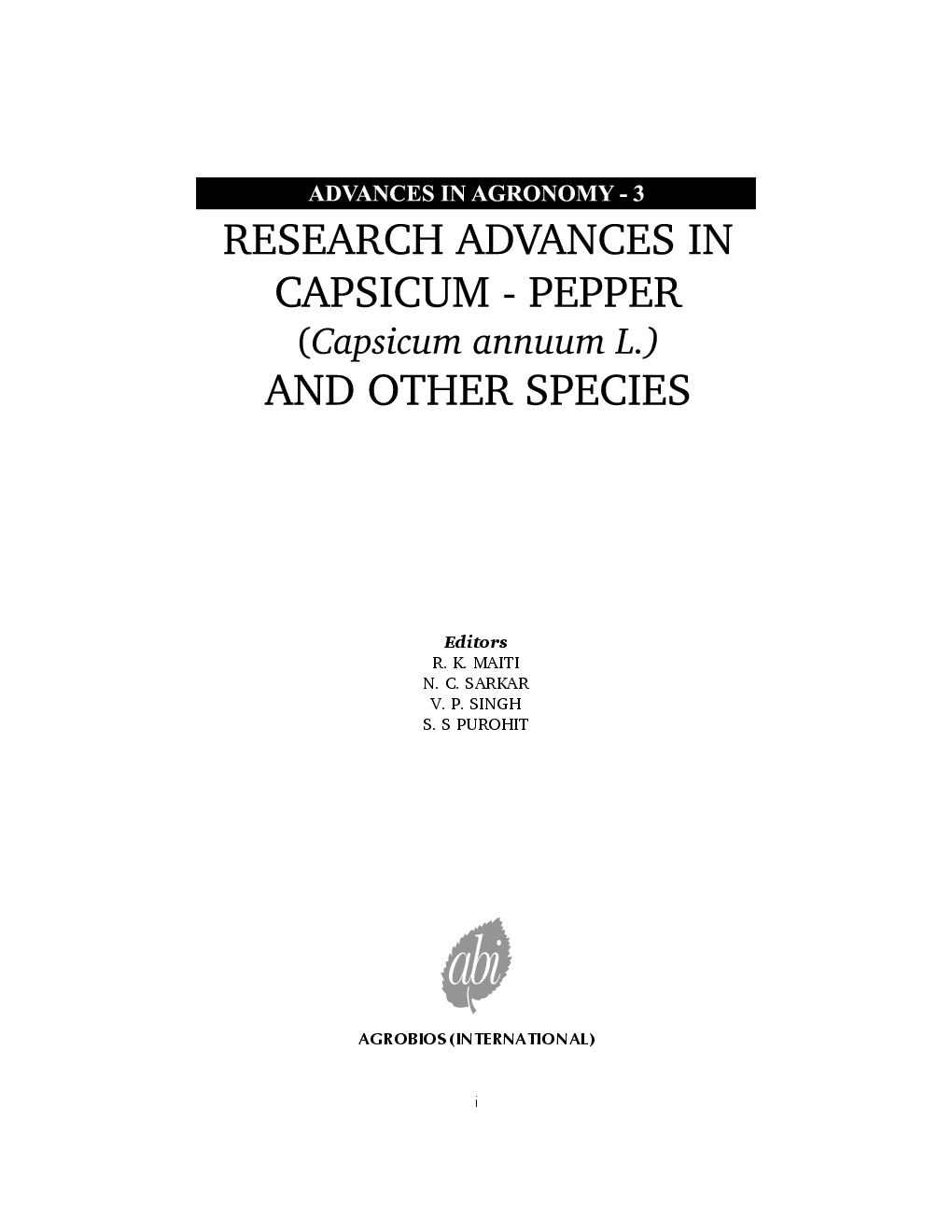 Advances in Agronomy 3: Research Advances in Capsicum Pepper and other Species - Page 2