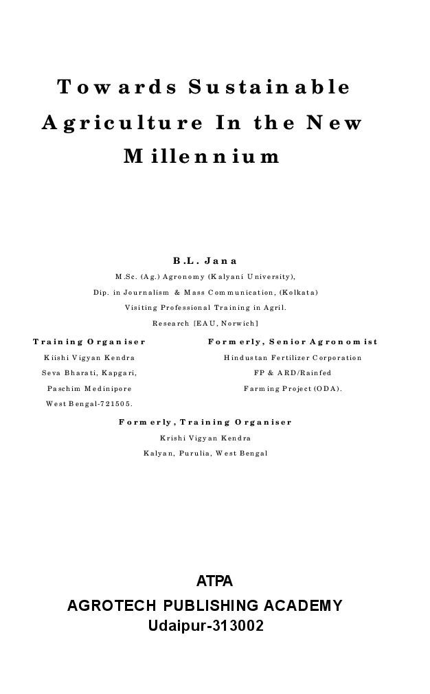 Towards Sustainable Agriculture In The New Millennium - Page 2