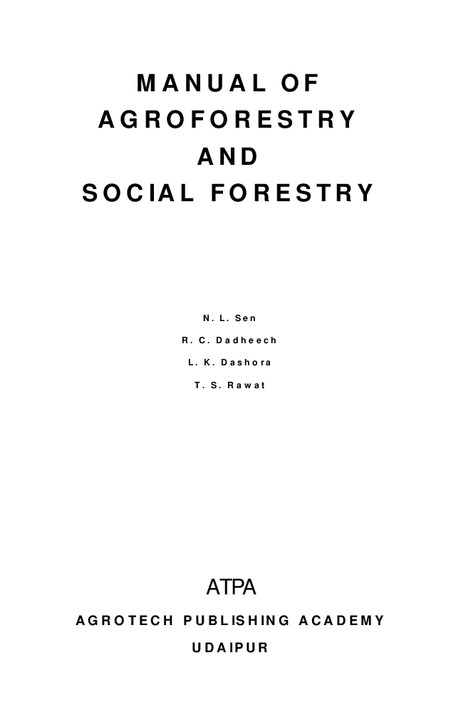 Manual of Agroforestry and Social Forestry - Page 2