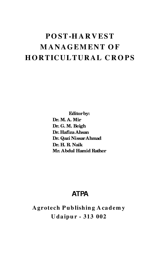 Post Harvest Management of Horticultural Crops - Page 2