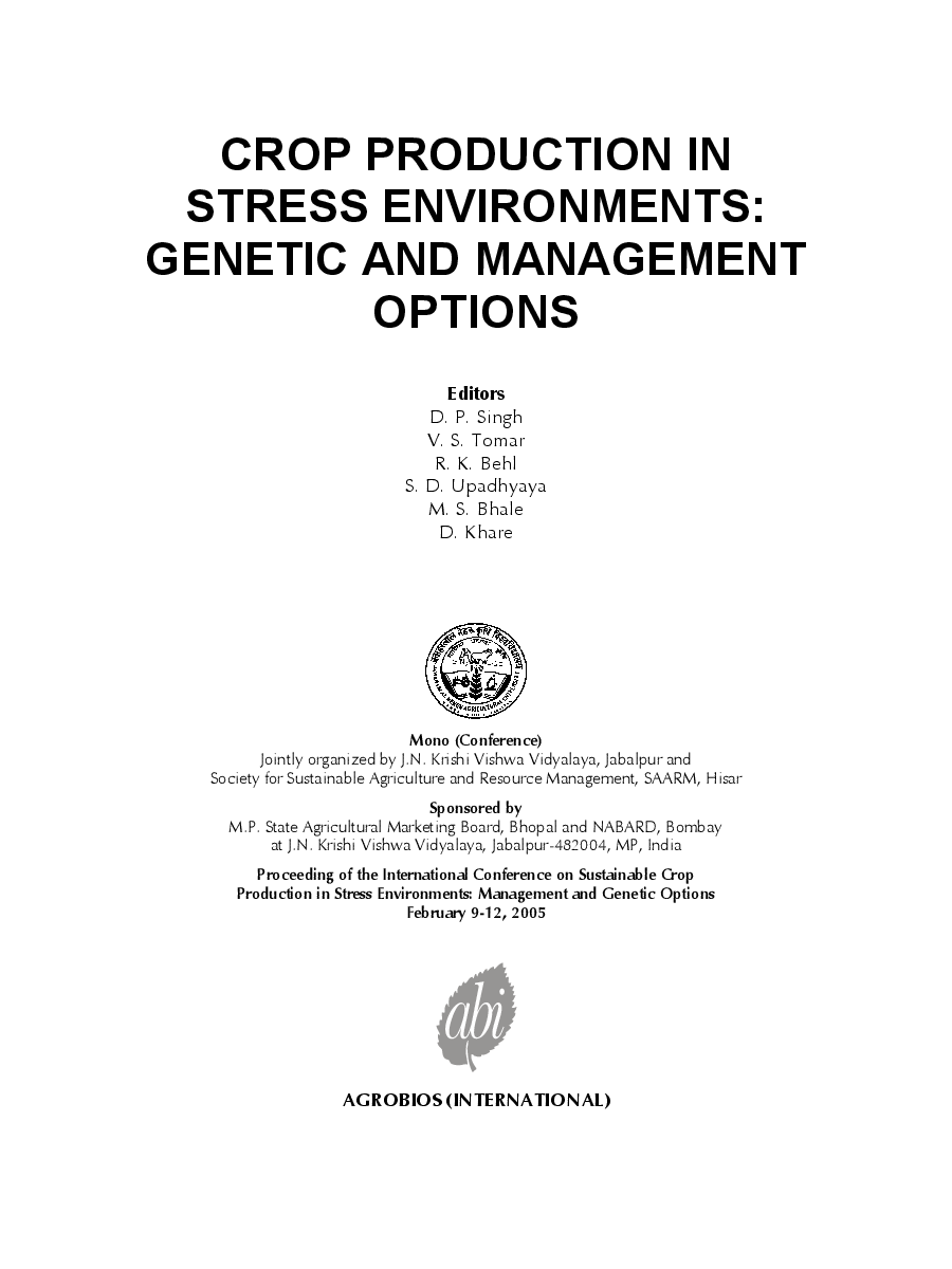 Crop Production In Stress Environment: Genetic and Management Option - Page 4