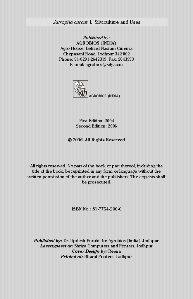 Jatropha Curcas L. Silviculture and Uses (2nd Ed.) - Page 3