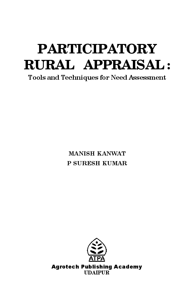 Participatory Rural Appraisal : Tools and Techniques for Need Assessment - Page 4