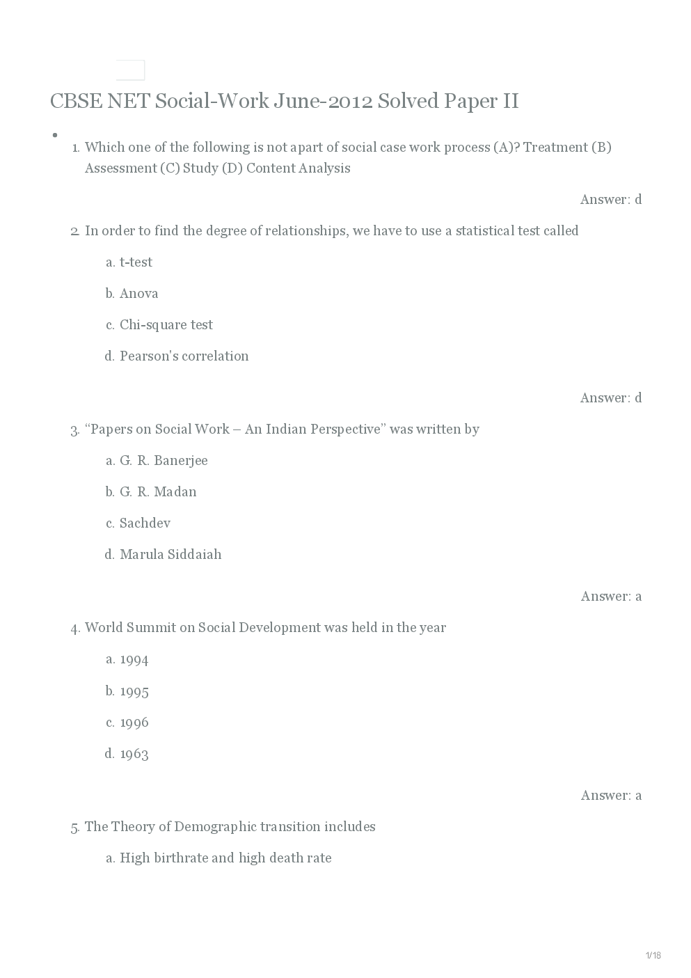 CBSE UGC NET Previous Year 2012-14 Solved Question Paper Social Work Paper-II (June-Dec) - Page 2