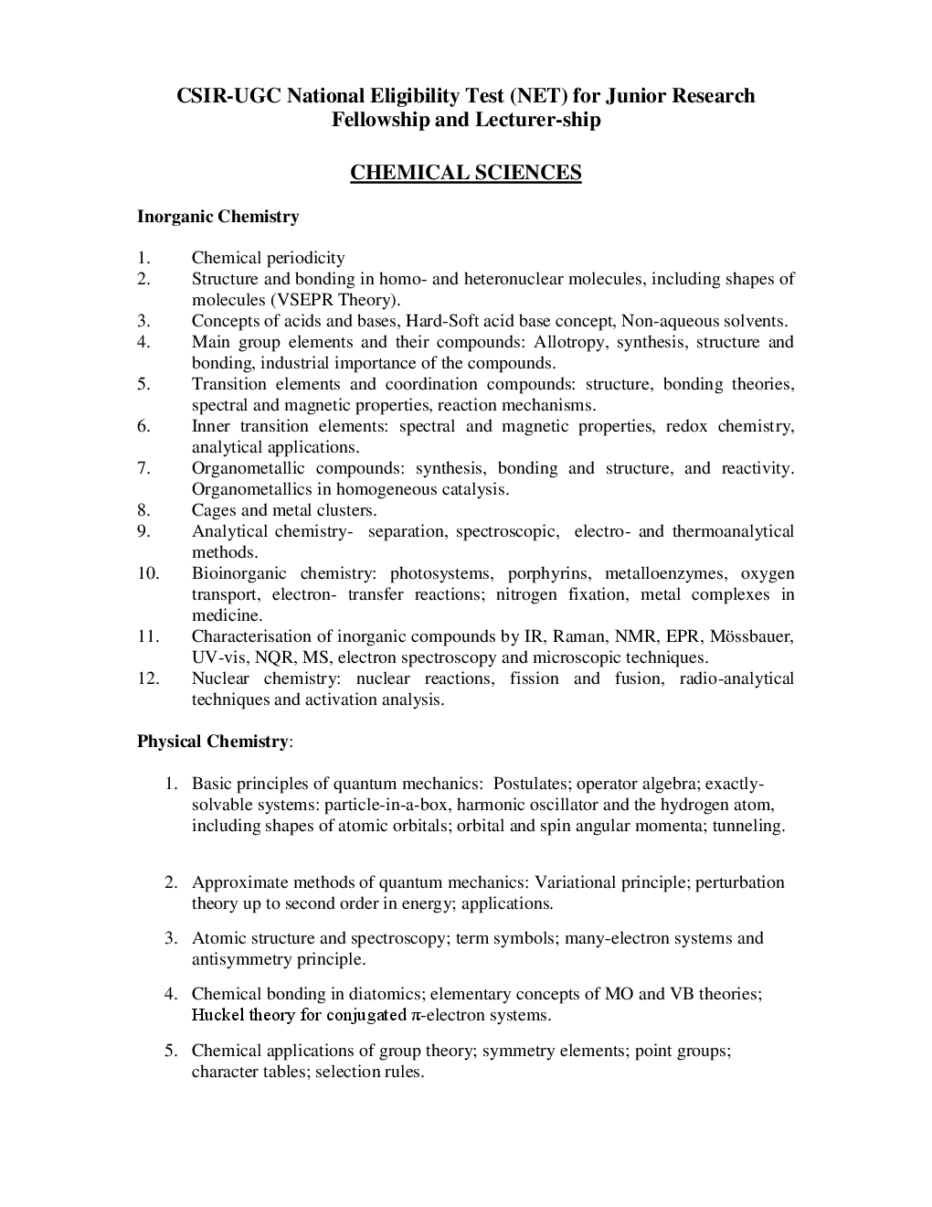 CSIR NET Chemical Science (Chemistry) Syllabus 2016 - Page 2