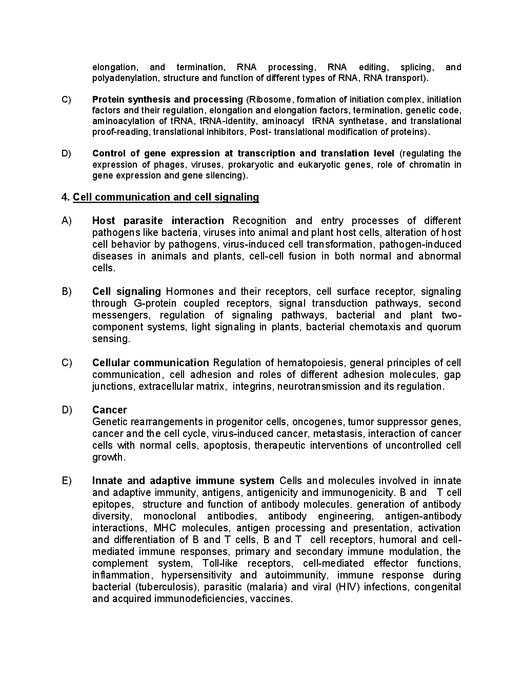 CSIR NET Life Science (Biology) Syllabus 2016 - Page 4