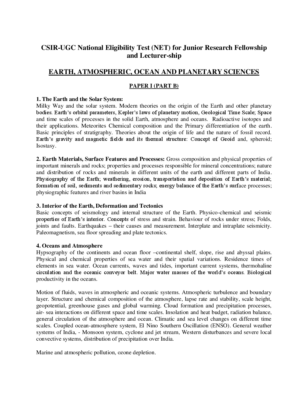 CSIR NET Earth Sciences Syllabus 2016 - Page 2