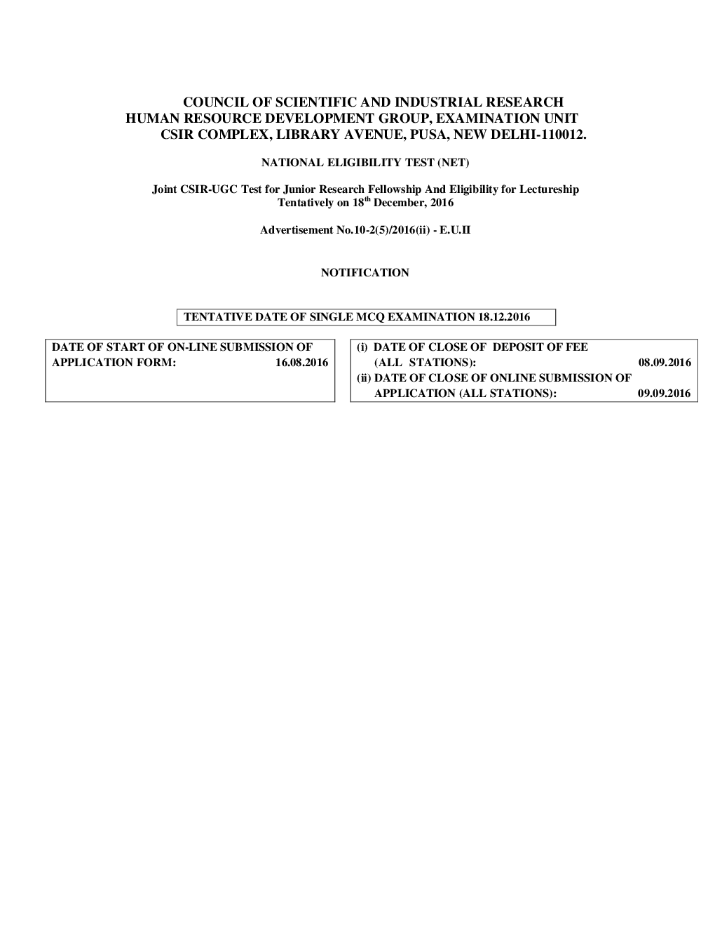 CSIR NET Main Notification June 2016 - Page 2