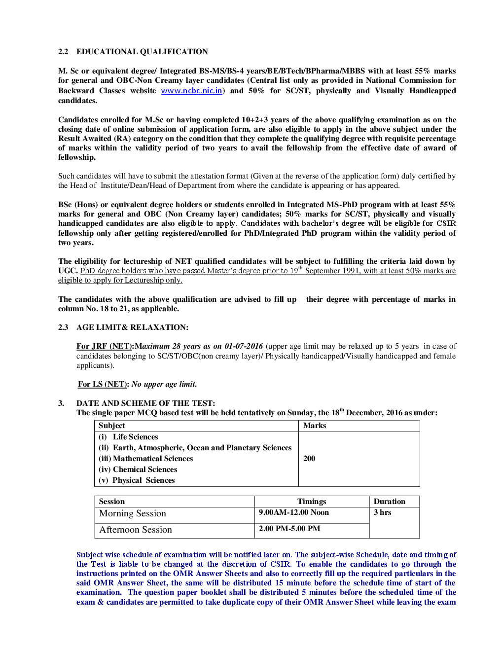 CSIR NET Main Notification June 2016 - Page 4
