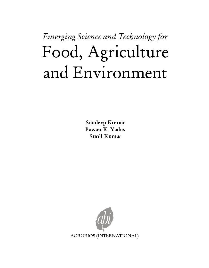 Emerging Science and Technology for Food, Agriculture and Environment - Page 4