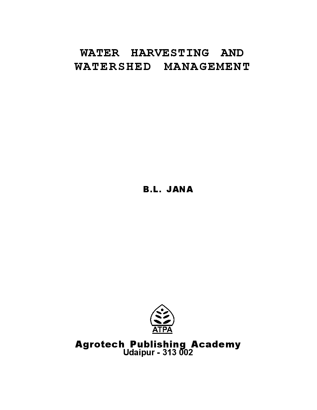 Water Harvesting And Watershed Management - Page 2