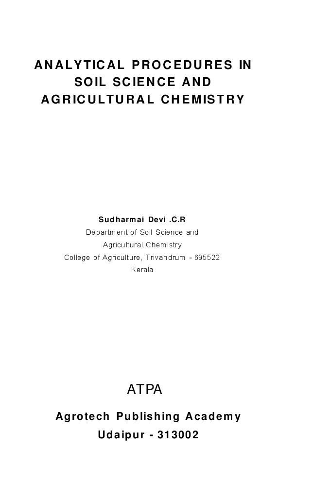 Analytical Procedures in Soil Science and Agricultural Chemistry - Page 2