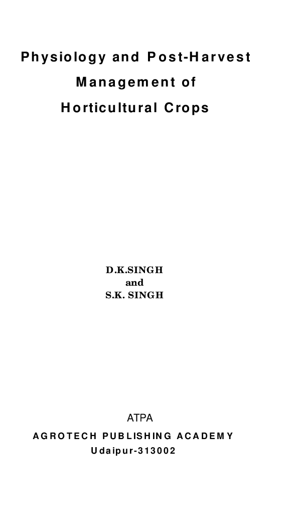 Physiology and Post Harvest Management of Horticultural Crops - Page 2
