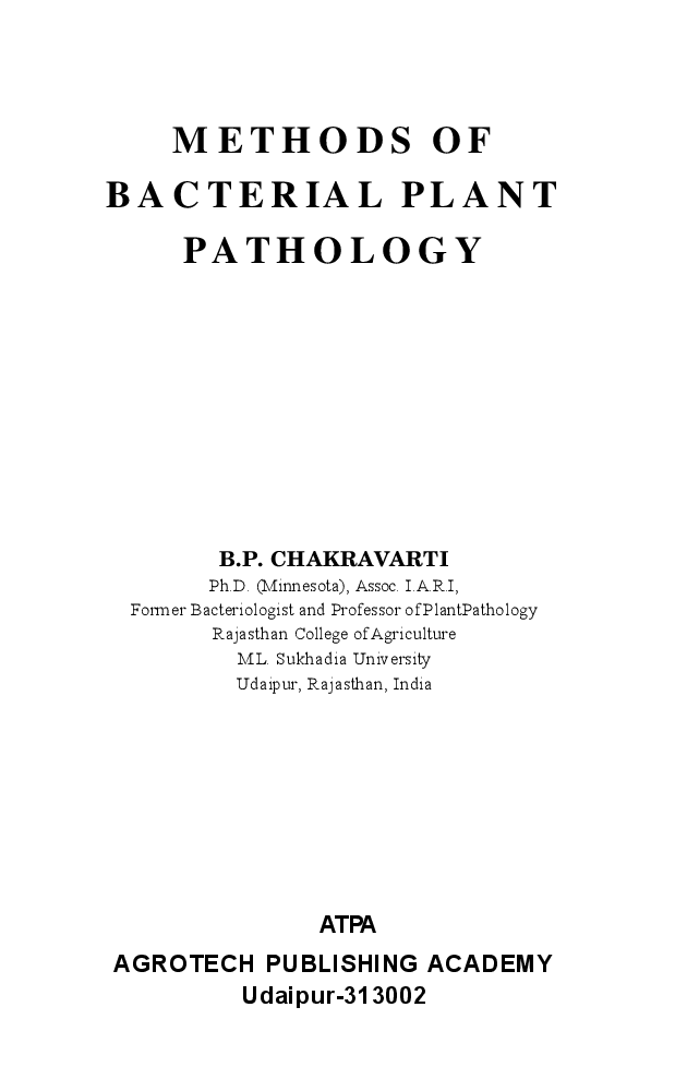 Methods of Bacterial Plant Pathology - Page 2