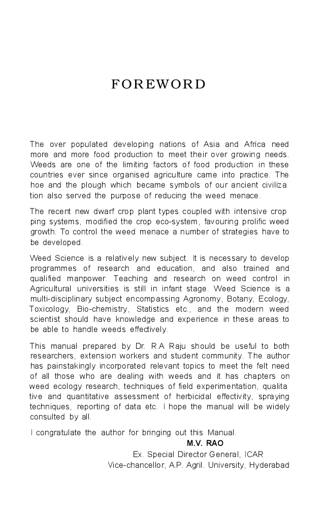 Field Manual of Weed Ecology and Herbicidal Research - Page 4