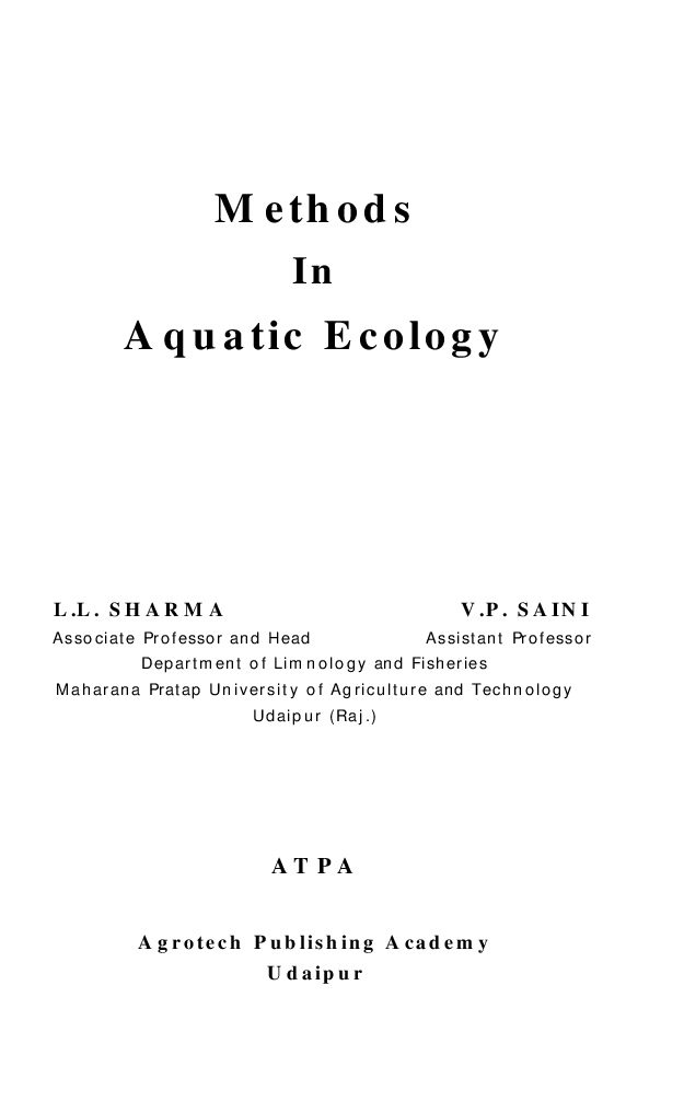 Methods in Aquatic Ecology - Page 2