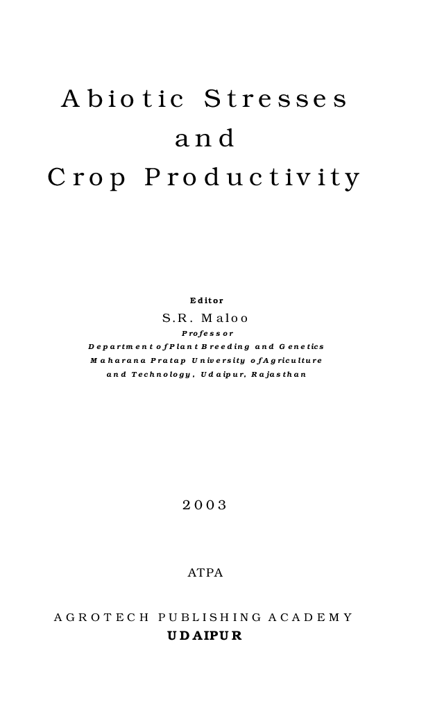 Abiotic Stresses and Crop Productivity - Page 2