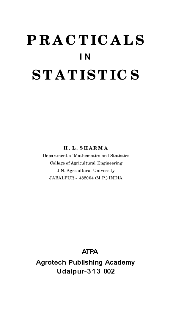 Practicals in Statistics - Page 2