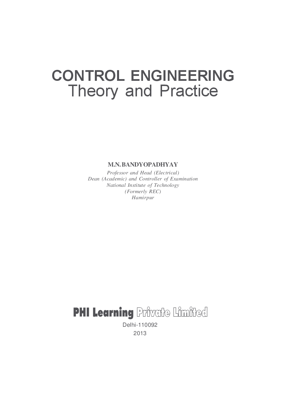 Control Engineering: Theory And Practice - Page 2