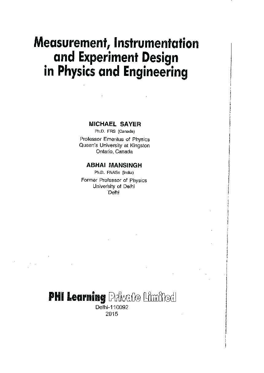 Measurement, Instrumentation And Experiment Design In Physics And Engineering - Page 2