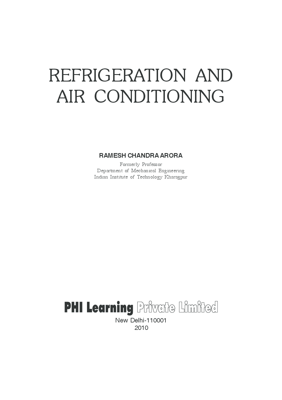 Download Refrigeration And Air Conditioning Textbook PDF Online by