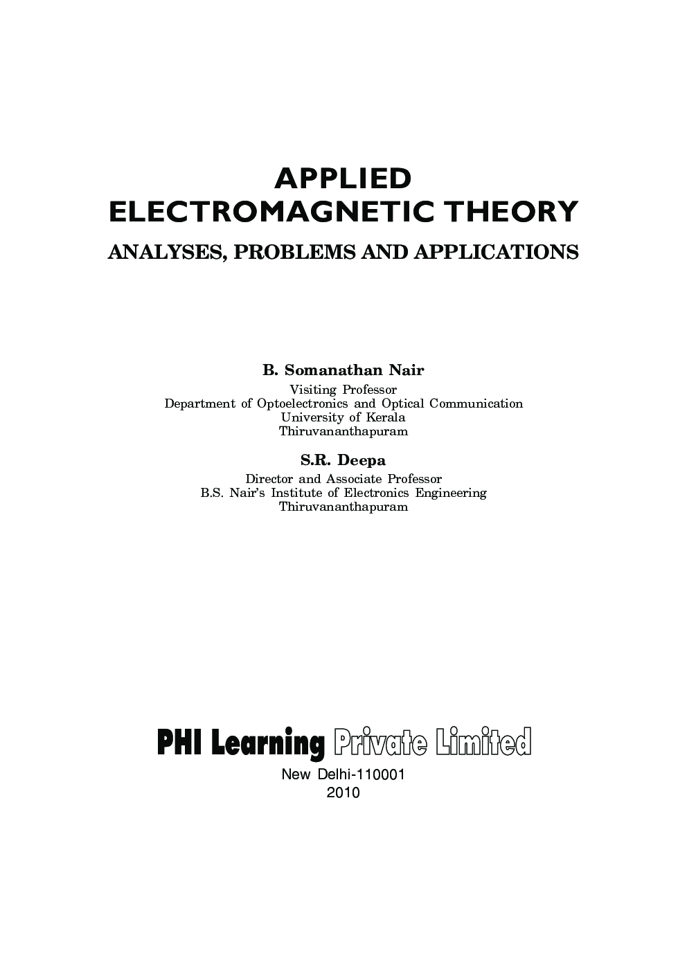 Applied Electromagnetic Theory : Analyses,Problems And Applications - Page 3