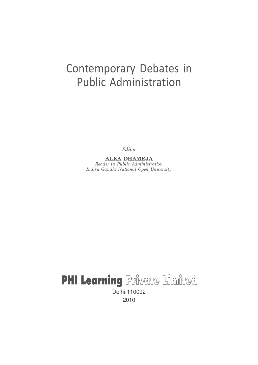 Contemporary Debates In Public Administration - Page 2
